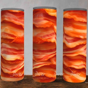 Seamless Bacon Tumbler | 3D Effect Bacon Wrap | Sublimation for 20oz Skinny Tumblers