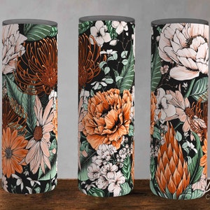 Seamless Boho Floral Sublimation, Aesthetic Tumbler, Earthy Tumbler Wrap for 20oz Skinny Tumbler