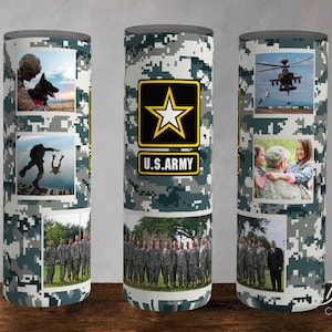 U.S Army Photo Tumbler Wrap | Army Veteran Photo Tumbler Template | U. S Military Photo Tumbler Sublimation Wrap for 20 oz Skinny Tumbler