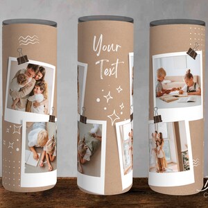 Photo Collage Tumbler Template: Add Your Own Text, 20oz Skinny Straight (Digital Download)