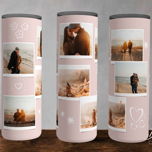 Minimalist, Neutral Photo Tumbler Template | Romantic PNG Tumbler Wrap | Sublimation for 20oz & 30oz Tumblers DIGITAL DOWNLOAD