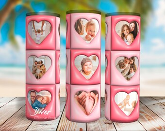 Pink Love Frame Photo Tumbler Wrap: 20oz Skinny Tumbler PNG (Digital Download)