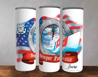 U.S. Coast Guard Tumbler Wrap: 20oz Skinny Tumbler Sublimation (Digital Download)