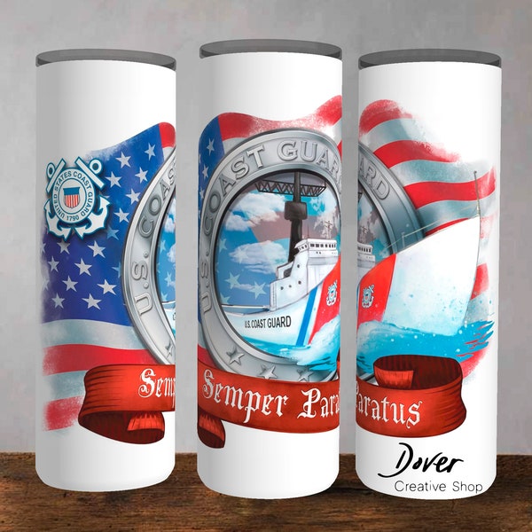 U.S. Coast Guard Tumbler Template | U.S. Coast Guard Tumbler Wrap | Sublimation for 20oz Skinny, Straight & Tapered Tumblers