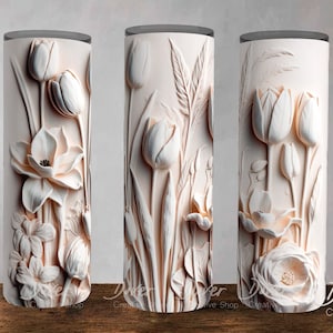 3D Tulips & Crocuses Tumbler Sublimation Template (Digital Download PNG)