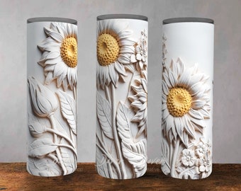 3D Floral Sunflower Tumbler Sublimation Design (Digital Download)