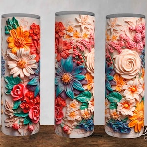 3D Floral Tumbler Wrap: Cottagecore Berry Design (PNG Digital Download)
