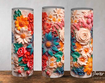 3D Floral Tumbler Wrap: Cottagecore Berry Design (PNG Digital Download)