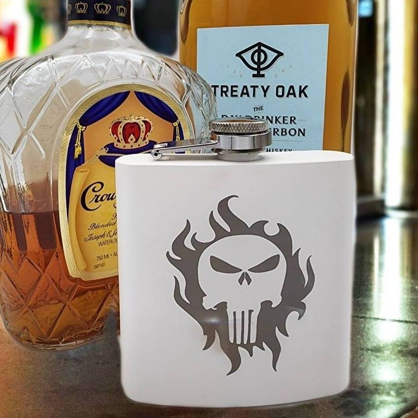 Engraved Flask, 6oz, Whiskey, Personalized Gift, Powder Coated ...