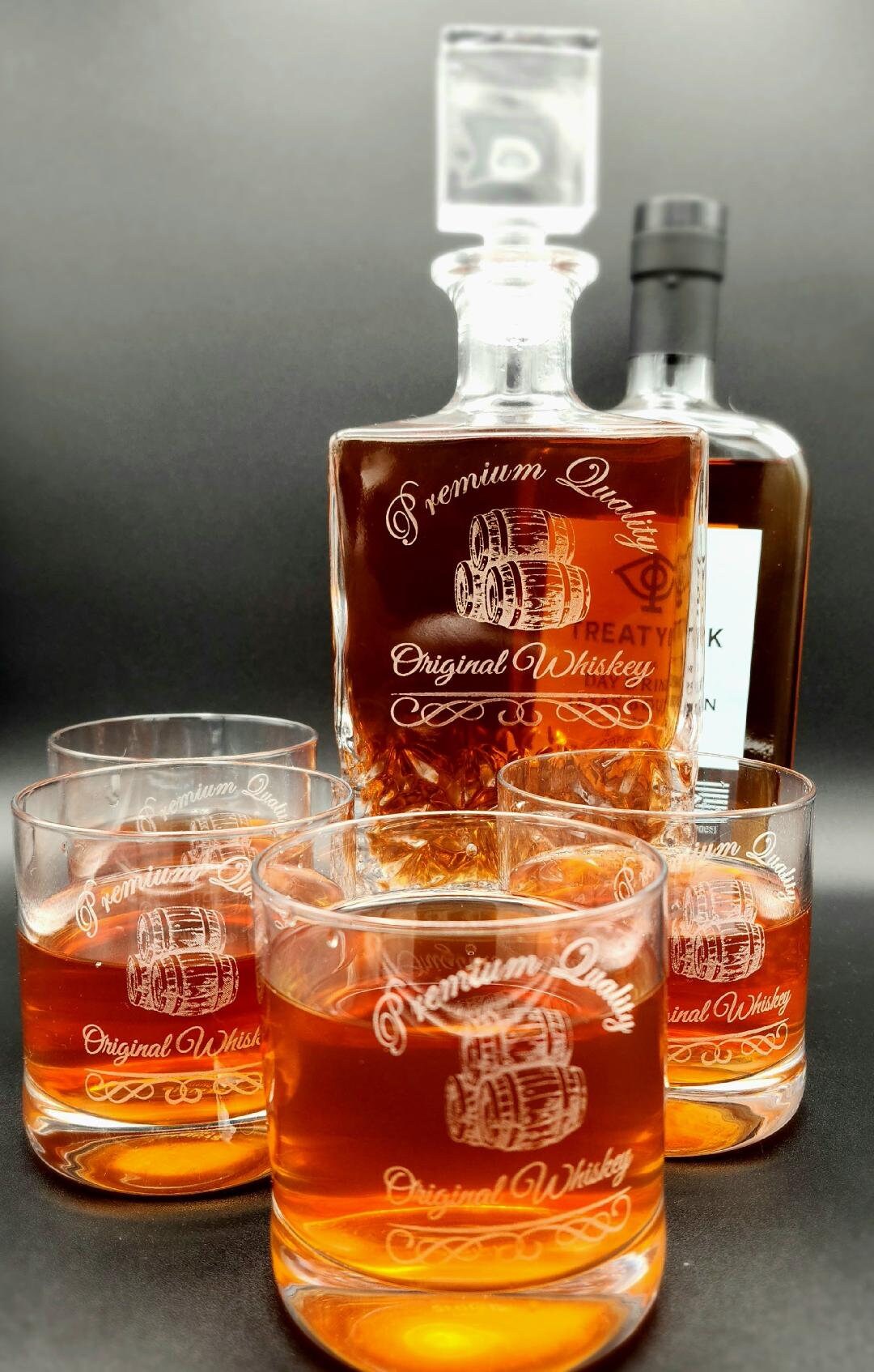 Personalized Crystal Decanter and Rocks Set, Personalization, Whiskey