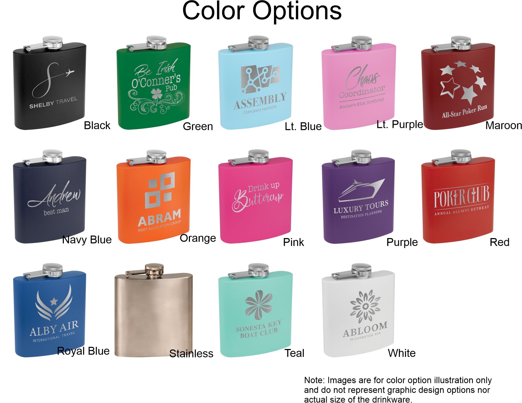 Engraved Flask, 6oz, Whiskey, Personalized Gift, Powder Coated ...