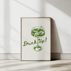 Drink Up! | Retro Cocktail Wall Art | Vintage-Inspired Bar Decor | Modern Minimalist Print