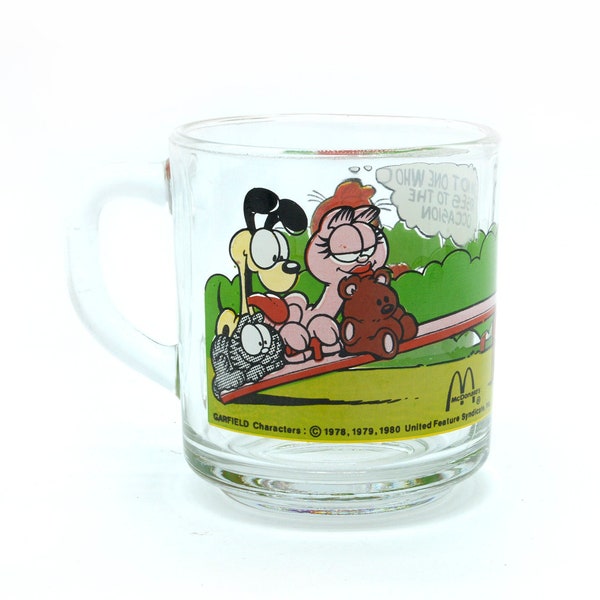 Garfield Arlene and Odie 3.5" Glass Coffee Mug From McDonalds | Jim Davis Drinking Mug | Collectable Cup | Vintage Restaurant Ware