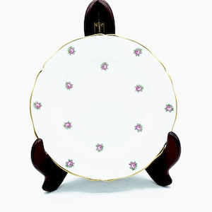 Regency Bone China Plate, Vintage Pink Rosebud Dish, Grandmillennial Tea Party Table Decor, English Cottagecore Accent Plate