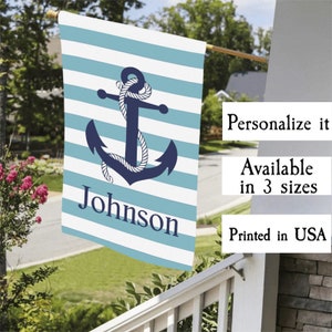 Personalized Nautical Anchor Garden Flag, Custom Name Coastal Yard Decor, Beach House Porch Flag, Boat Gift, New Homeowner Decor