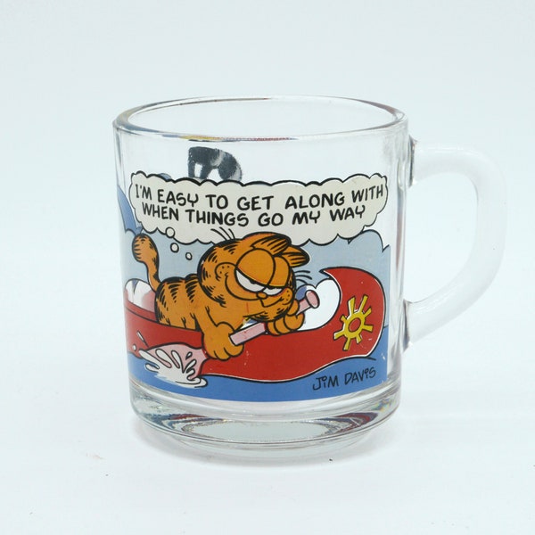 Garfield the Cat and Odie 3.5" Glass Coffee Mug From McDonalds | Jim Davis Drinking Mug | Collectable Cup | Vintage Restaurant Ware