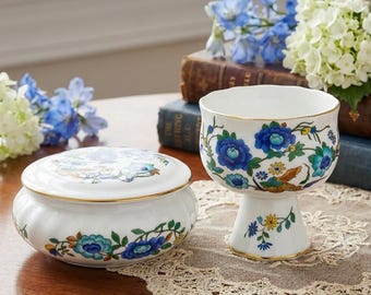 Aynsley Pembroke Bone China Cake Plate and Pedestal Stand
