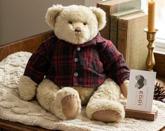Vintage Eddie Bauer Teddy Bear, Cabin Decor, Rustic Lodge Plush, Woodland Nursery Style, Collectible Gift