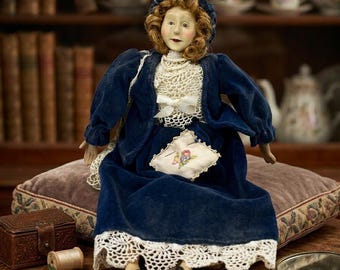 Vintage China Doll, Victorian Toy Collectible, Porcelain Figurine