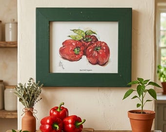 Large Framed D Lacey Derstine Print, Dairy, 1993, Cow in Field