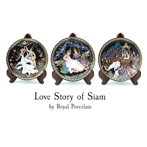 Love Story of Siam Collector Plate, Thai Folklore Porcelain Art, Royal Porcelain Thailand, Asian Mythology Decorative Plate, Fantasy Decor