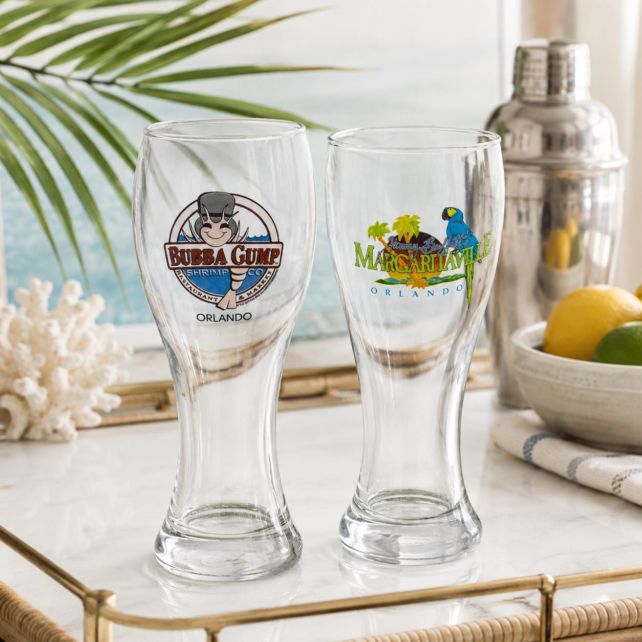 Bubba Gump Shrimp Co & Margaritaville Orlando Pilsner Glass Set of