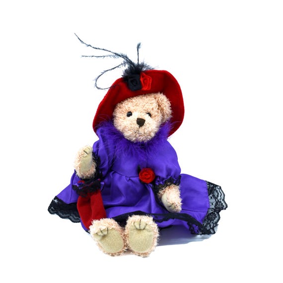 Vintage Dressed Teddy Bear, Victorian Costume Plush, Maximalist