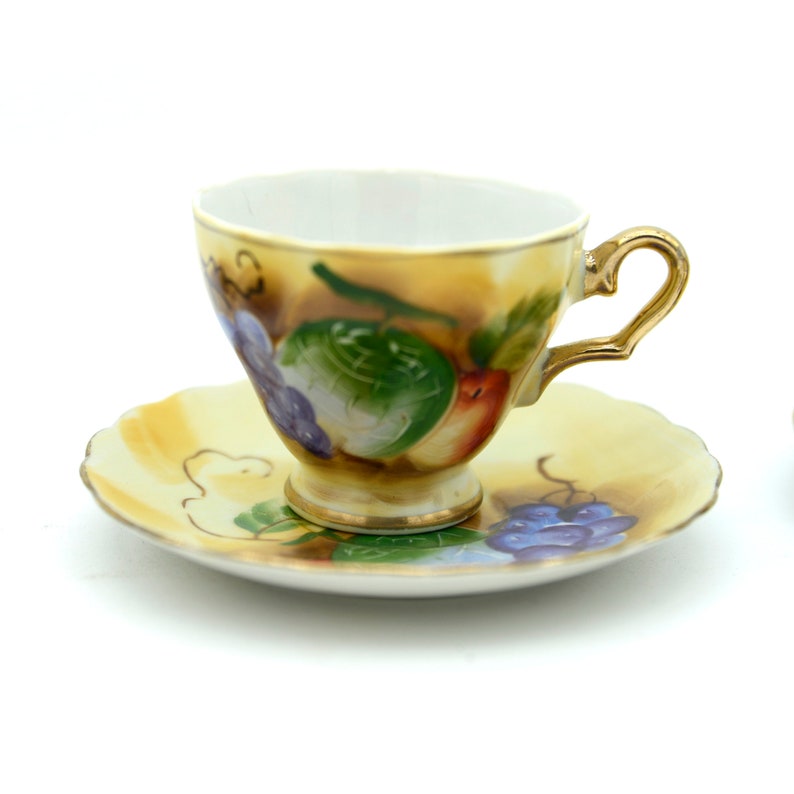 Enesco Mini Tea Cup and Saucer Set of Four Fruit Design Tea Cups