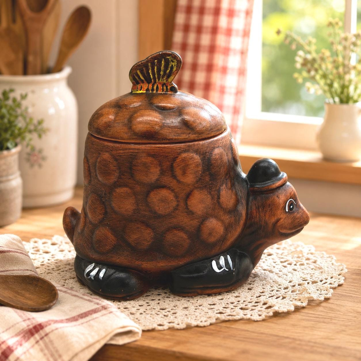 Vintage Wood Cookie Jar - Etsy