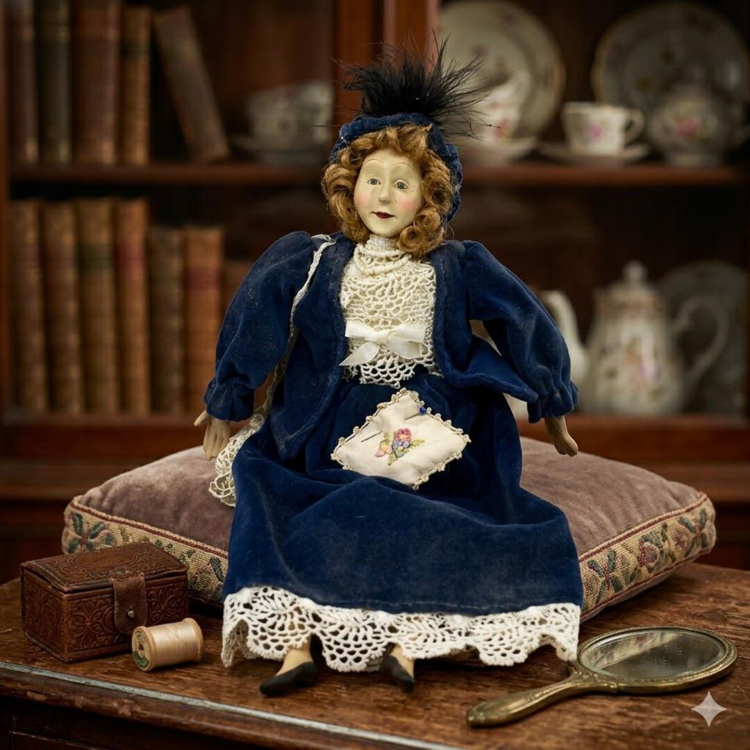 Vintage China Doll, Victorian Toy Collectible, Porcelain Figurine