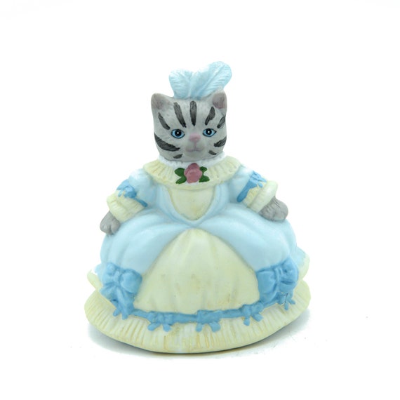 Kitty Cucumber Bell Figurine, Cinderella Cat in Ball Gown, Vintage