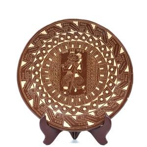 Large Sgraffito Pottery Handcrafted Tribal Decor, Vintage Terra Cotta Wall Plate, Ethnic Pottery Wall Art, Boho Home Accent, Bohemian Style