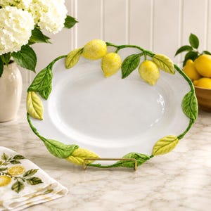 Plato italiano para limón, plato de servir de mayólica, cerámica San Marco Nove, decoración de cocina mediterránea, vajilla de estilo rústico toscano.
