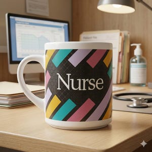 Nurse Mug, RN Coffee Cup, Inspirational Nurse Gift, Colorful Ceramic Mug for Nurses, Nurse Appreciation Gift