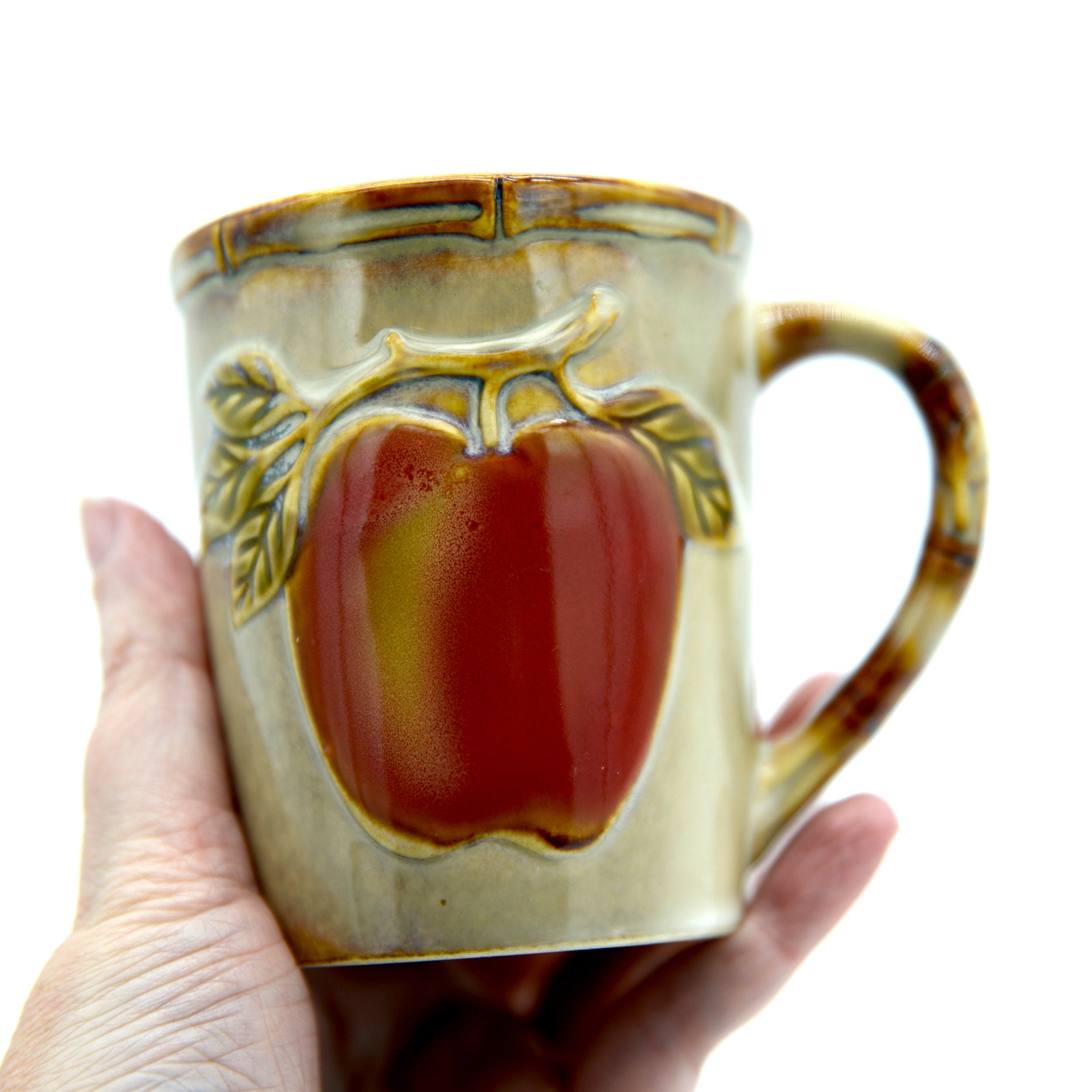 Vintage Aesthetic Ceramic Apple Coffee Mug Country Farmhouse Home Decor ...