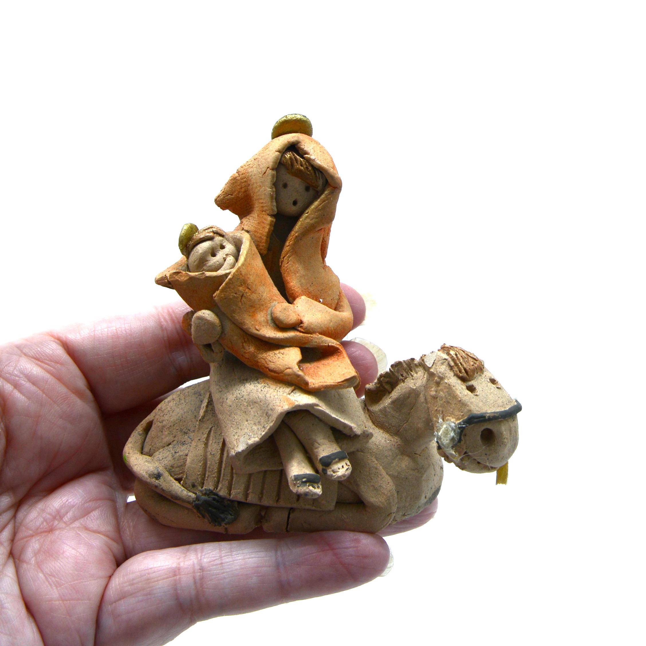 Primative Nativity Vintage Primitive Clay Nativity Figures, Rustic Studio Pottery Holy ...