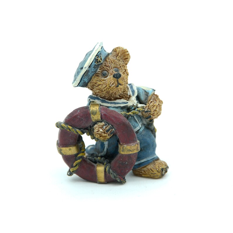 Cute Teddy Bear Sailor Figurines Sailboat Anchor Statue Nautical Home