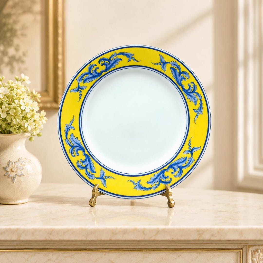 Blue and Yellow Portugal Porcelain Vista Alegre Salina Plate