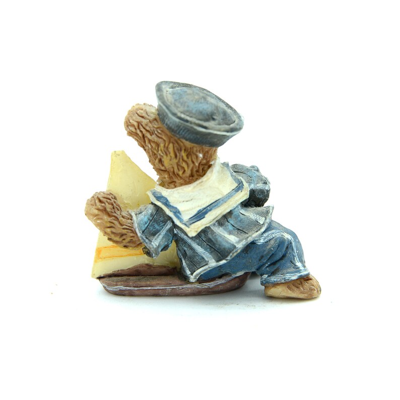 Cute Teddy Bear Sailor Figurines Sailboat Anchor Statue Nautical Home