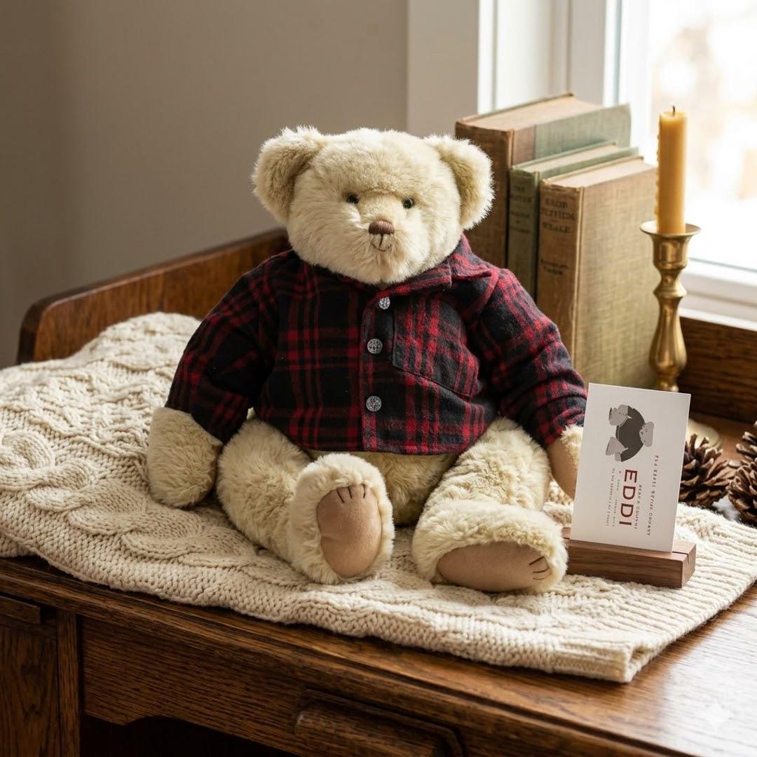 Vintage Eddie Bauer Teddy Bear, Cabin Decor, Rustic Lodge Plush