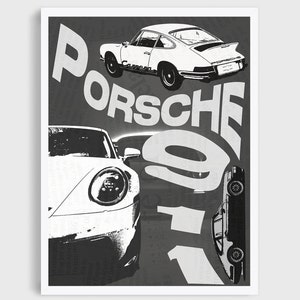 Vintage Porsche 911 Car Poster - Retro Racing Dream | Classic Car Art Print | Vintage car wall art | Porsche 911 digital print