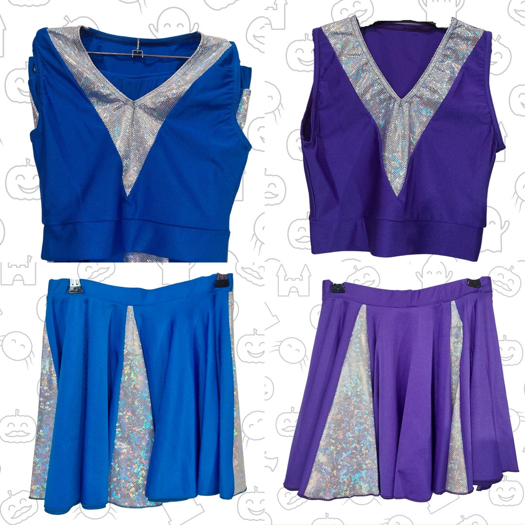Glitzy Cheerleader Top and Skirt Children's Costume Royal Blue & Purple