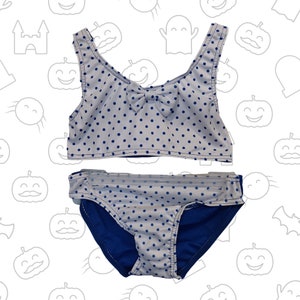Blanc et bleu royal Mini Polka Dot Bikini Deux Pièces Ensemble de maillots de bain pour enfants