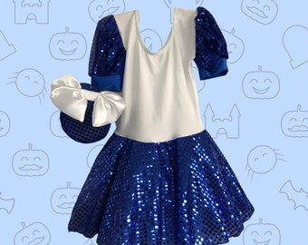 Royal Blue Glitz Sequins Tutu Dress Children's Christmas Fancy Costume with Hat