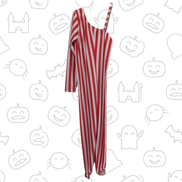 Candy Cane Red Stripe One Sleeve Catsuit Children's Fancy Dress Costume