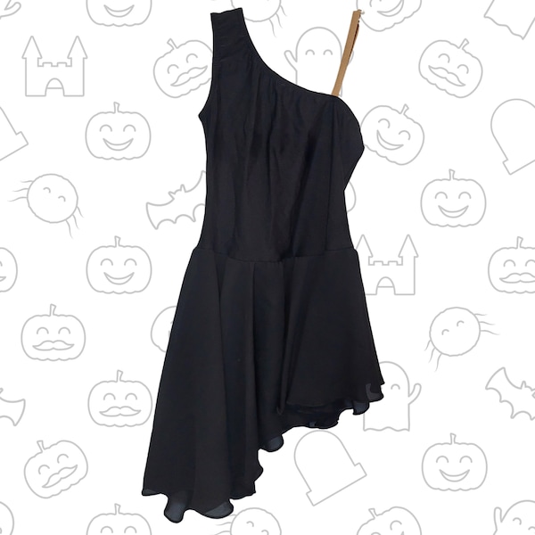 Asymmetrical Black Nylon Elastane Leotard Dress Children's Fancy Costume