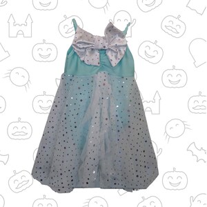 Blue Pixie Fairy Sparkle Fancy Tutu Dress with Bow Halloween Costume