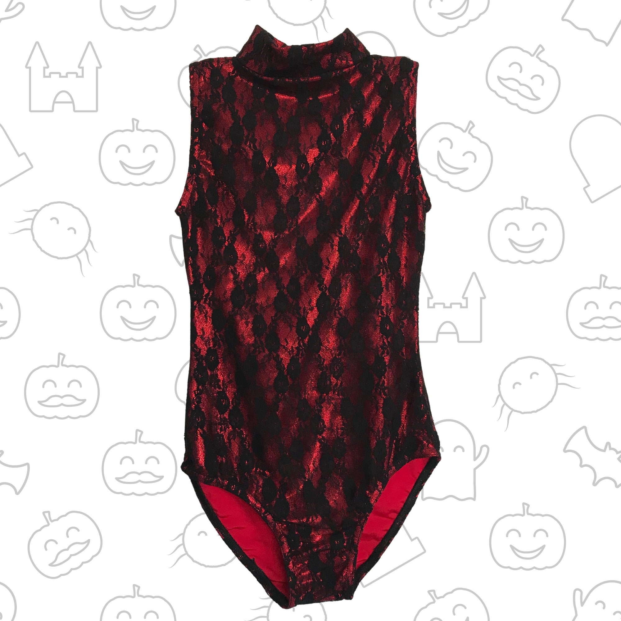 Red and deals black leotard