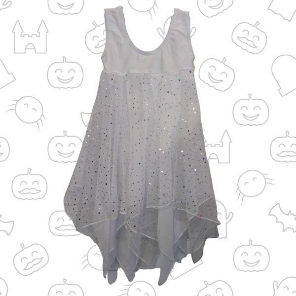 Misty White & Silver Hologram Lyrical Dress Disfraz de fantasía para niños