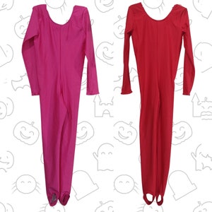 Plain Long Sleeve Nylon Catsuit Children&#39;s Fancy Dress Costume- Available in Pink & Red
